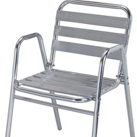 Modern Leisure Aluminum Outdoor Dining Sidechair Handrails Metal Chair Outdoor Furniture