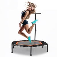 40" Professional hexagon adult fitness trampoline with handrail"