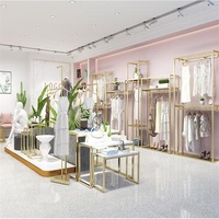 Custom Stainless Steel 304  Cloth Display Stands Women Clothes Display Racks Metal Retail Boutique Gold Clothing Rack