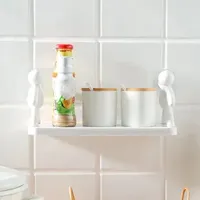 Household Simple Punch-free Wall Hanging Human-shaped Guardrail Hook Rack Bathroom Shelf with Hook Kitchen Storage Rack