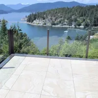 Tempered Glass Panel Scenery Railing Guardrail, Veranda Terrace Landscape Residential Outdoor Grooved Aluminum Post Guardrail