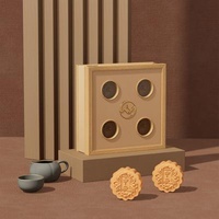 Luxury Porcelain Four Grid Palace Mooncake Pastry Wooden Cake Box Cake Packaging Boxes For Pastry