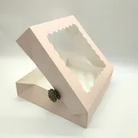 Wholesale Custom Transparent 6 8 10 12 Inch Cake Box with Window Luxury Cupcake Pastry Bakery Paper Packaging Box
