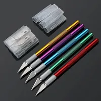 1PC 6 Colors Metal Handle NonSlip Knife With 6Pcs Blade Scalpel Engraving Cutter Sculpture Carving Pastry Cake Tools 241008