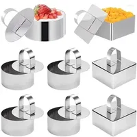 Baking Tools 1pcs DIY Tart Rings 8 4cm Dessert Cake Mold Slicer Cutter Stainless Steel Circular With Pusher Kitchecn Pastry