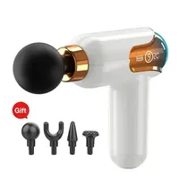 LCD Intelligent Frequency Control Mini Fascia Gun White Mini Portable USB Body Massager Electric Neck Membrane Gun 4 Head Vibrat 241121