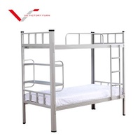 Modern Heavy Duty White Metal Twin-Over-Full Bunk Bed With Guardrail