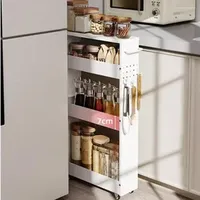 Kitchen Storage Multi-layer Drawing Spice Holder High Guardrail Rack Ultra-narrow Cart Stable Load-bearing Seam Cabinet