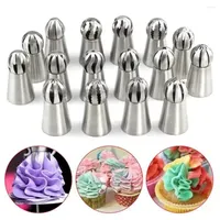 Baking Tools 16pcs/set 304 Stainless Steel Pastry Nozzles Icing Piping Tips Set Russian Round Ball Head Wavy Cake Decoration