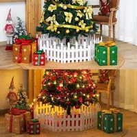 Christmas Decorations 120x30cm White Wooden Garden Fence Tree Surround Xmas Home Decoration Courtyard Indoor Flower Guardrail Navidad 220914