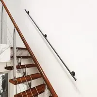 5FT 3 Wall Support Industrial Black Iron Loft Pipe Handrail for Stairs