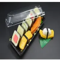 Disposable Plastic Sushi Tray with Clear Lid for Cookie Fruits Pastry Desserts