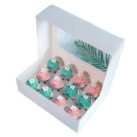 Recycled Materials Factory Customized White Kraft Paper Pastry Box With Insert 12 Cavity Cake Box For 12 Hole Cupcake