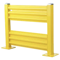Warehouse Vehicular Yellow Metal Steel Double Ribbed Guardrails Column Installation