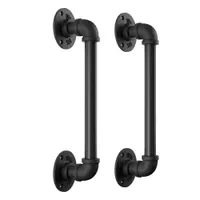 Rustic Staircase Pipe Install Pipe Tubular Steel Hand Railing & Stair Railings Stair Black Pipe Handrail with 3 Wall Mount Rail