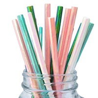 Team Bride Pearl Rainbow Membrane Straw Disposable Eco-friendly Membrane Straw Birthday Party Paper Straw
