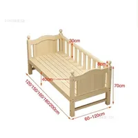 Nordic Pine Toddler Bed for Girls Spliced with Guardrail Ladder Children Beds Light Luxury Simple Household Kids Bed for Bedroom