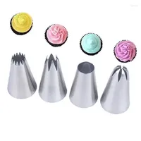 Baking Tools 4pcs Cookies Tip Metal Cream Decorating Sets Pastry Stainless Steel Piping Icing Nozzle Cupcake Head Dessert