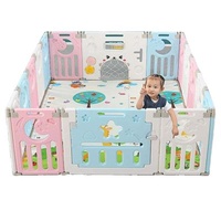 Kids Guardrail Basic Baby Crib Modern Adjustable Square Hutch Portable Fence Playpen and Base