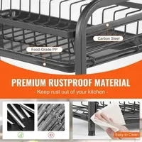 2 Tier Dish Drying Racks Kitchen Dish Drainer with Tray Utensil Holder with Drain Board, Dish Organizers for Kitchen Counter