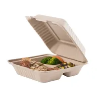 10 Inch 3 Comp Sugar Cane Bagasse Donut Pastry Cake Snack Packaging Food Container Eco Friendly Sugarcane Box