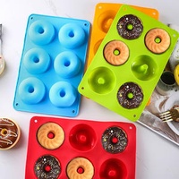 Colorful Pop 6 Cavities Funny Non Stick Pastry Chocolate Dessert Cake Mold Silicone Donut Baking Pan
