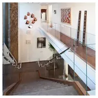 Aluminum U Channel Base Frameless Glass Stair Handrail