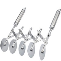 Adjustable Multifunctional Pizza Pastry Cutter Stainless Steel Bread Dough Divider Pastry Pizza Wheel Slicer Cutter
