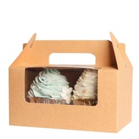 Recycled Materials 2021 Popular Factory Wholesale Food Pastry Paper Custom Pastries Cake Paper Packaging Display Cardboard Box With Handle