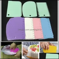 Baking Pastry Tools Bakeware Kitchen Dining Bar Home Garden Portable 3Pcs/Set Plastic Cake Scraper Decora Dhkef