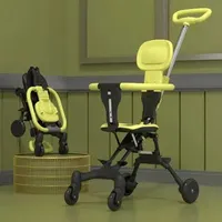 Strollers# Lightweight Baby Stroller High Landscape One-click Folding Two-ways Baby Strolling Cart with Double Brake Canopy Guardrail S2412166