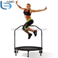 Foldable Collapsible Trampoline Cardio Trainer With Bar Handle Black Bounce Up Handrail Adjustable Fitness Trampoline