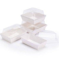 Custom Bakery Dessert Cookie Macaron Pastry Paper Packaging Transparent Cake Box With Clear PVC Lid