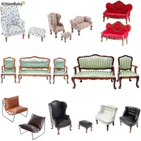 1/2/3PCS 1/12 Dollhouse Miniature Single/Double Sofa Handrail Back Sofa Doll House Furniture Living Room Accessories Decor Toy Y240807