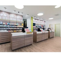 Checkout Counter Pharmacy Display Furniture of Retail Medical Store Display Racks and Wooden Shelves Stands for Sale