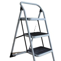 Folding Ladders BOSON Safety Three Step Stool Steel Ladder With Handrail