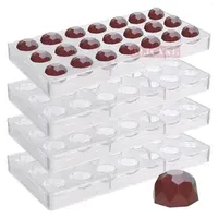 Baking Tools 4Pcs Set Polycarbonate Chocolate Molds Diamond Tablet Shape Candy Bonbons Mould Professional Pastry Confectionery
