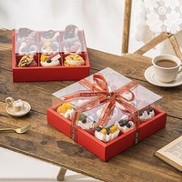 5pcs Nine-square Grid Transparent Cake Packing for Pastry Foods Christmas Gift Box Can Hold