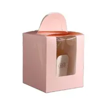 Cake Paper Packaging Muffin Bakery Swiss Roll Dessert Sweet Pastry Cupcake Box with Windows Packaging Insertand Handle