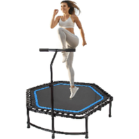 Blue Hexagon Trampoline with Adjustable Handrail and Safety Trampoline