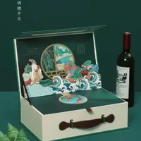 ODM OEM Holiday Celebration Medium Size Foldable Square Packaging Gift Box with Handle for Holiday Gifts, Wine, Pastry, Food, Cosmetics, Candy, etc.