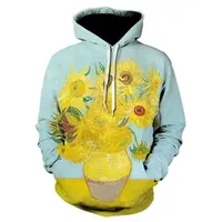New Arrival Starry Night Van Gogh oil painting 3D printing hooded sweatshirt mens Wen Oversi sportswear hooded sweatshirt childrens plotter Tracksuit men Z241118