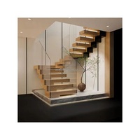 Australia Durable 304 Stainless Steel Handrail Modern Single Beam Glass Railing Outdoor Indoor Use Floating Tandem Wrought Wood