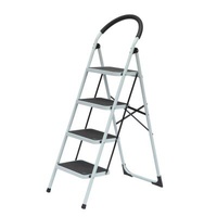 4 Step Folding Ladders Household Steel Wide Ladder With Handrail