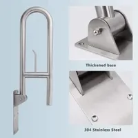 Stainless Toilet Safety Rails Disabled Flip-up Bathroom Grab Bar Hospital Steel Handrail for Elderly