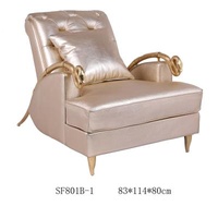 Modern American Style Living Room Furniture Handrail Functional Sofa Champagne Leather Sofas