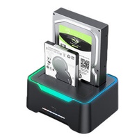 USB 3.0 to SATA Dual Bay External Hard Drive Enclosures Docking Station for 2.5/3.5 Inch HDD SSD Extension Dock Case