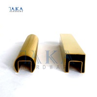 Stainless Steel Tube Handrail Caprail Golden Color for Balcony or Stair Balustrade Railing U Slot Square or Round Tube Handrail