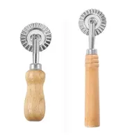 Pastry Tools Fluted Cutter Wheel Wooden Handle Ravioli Crimper Stamp Maker For Home And Kitchen Use Baking Tool Z 9.24
