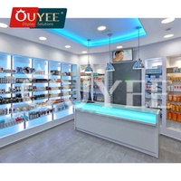 Wood Pharmacy Shelves Shop Interior Display Racks Furniture Medical Store Hospital Counter Design for Pharmacy